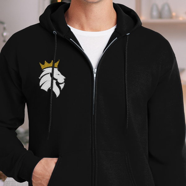 Product image: Embroidered Black Full Zip Hoodies