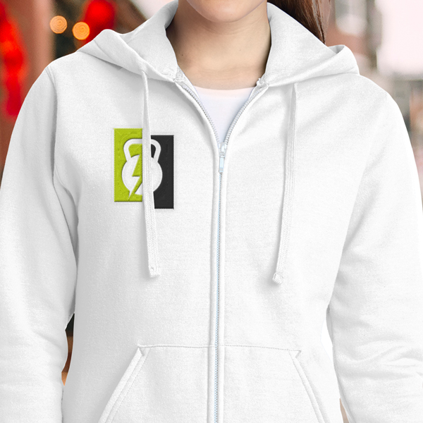 Product image: Embroidered White Full Zip Hoodies
